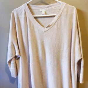 Garnet Hill Lightweight Linen Cream/Light Beige Flowy Sweater